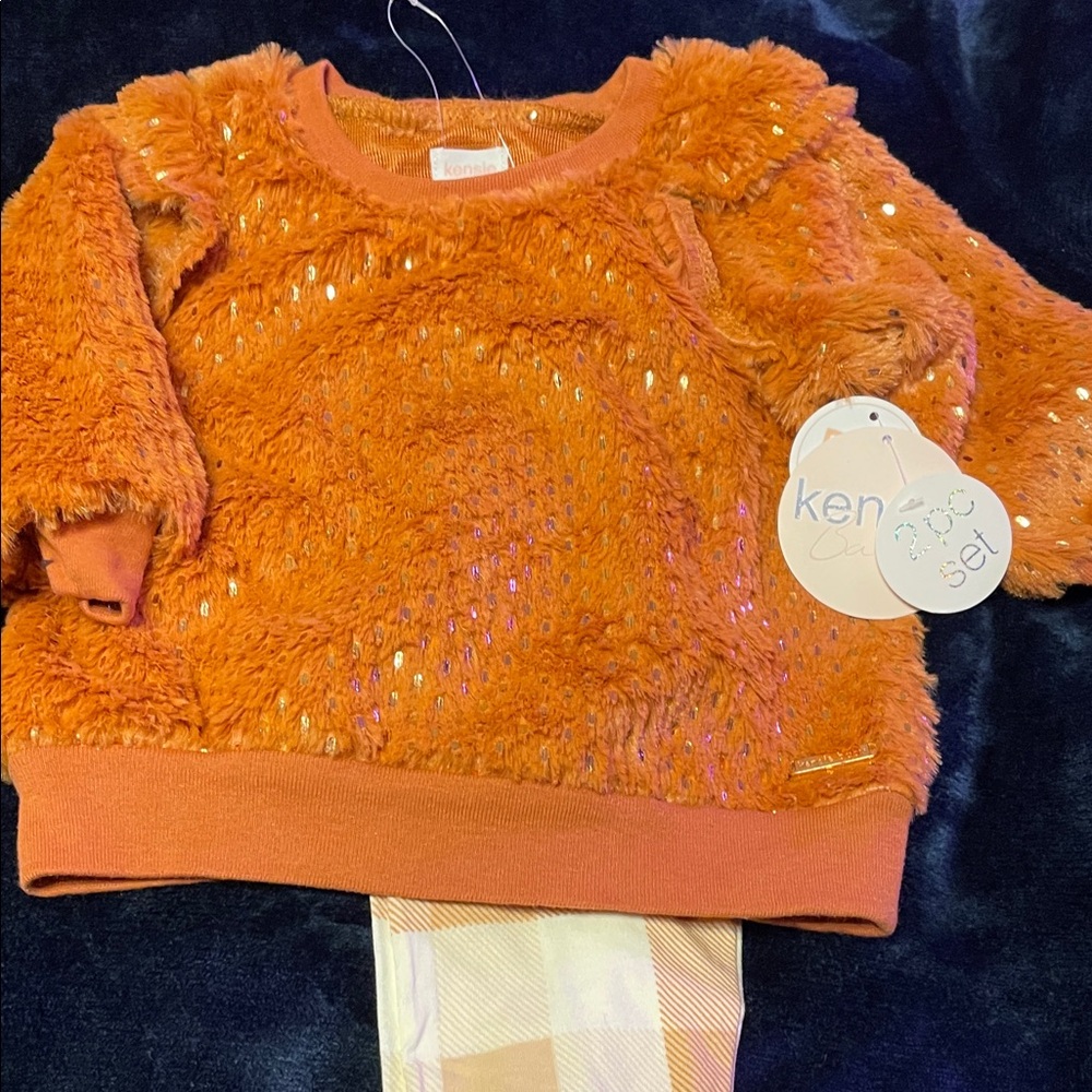 Kensie Orange Sweater with Gold Details